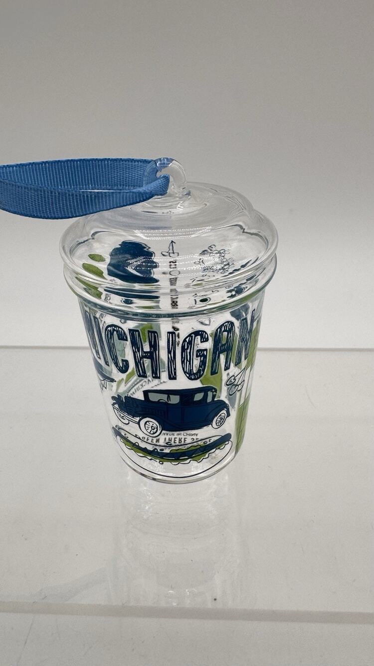 Starbucks 2021 MICHIGAN GLASS ORNAMENT BEEN THERE SERIES BLUE/GREEN RARE NEW